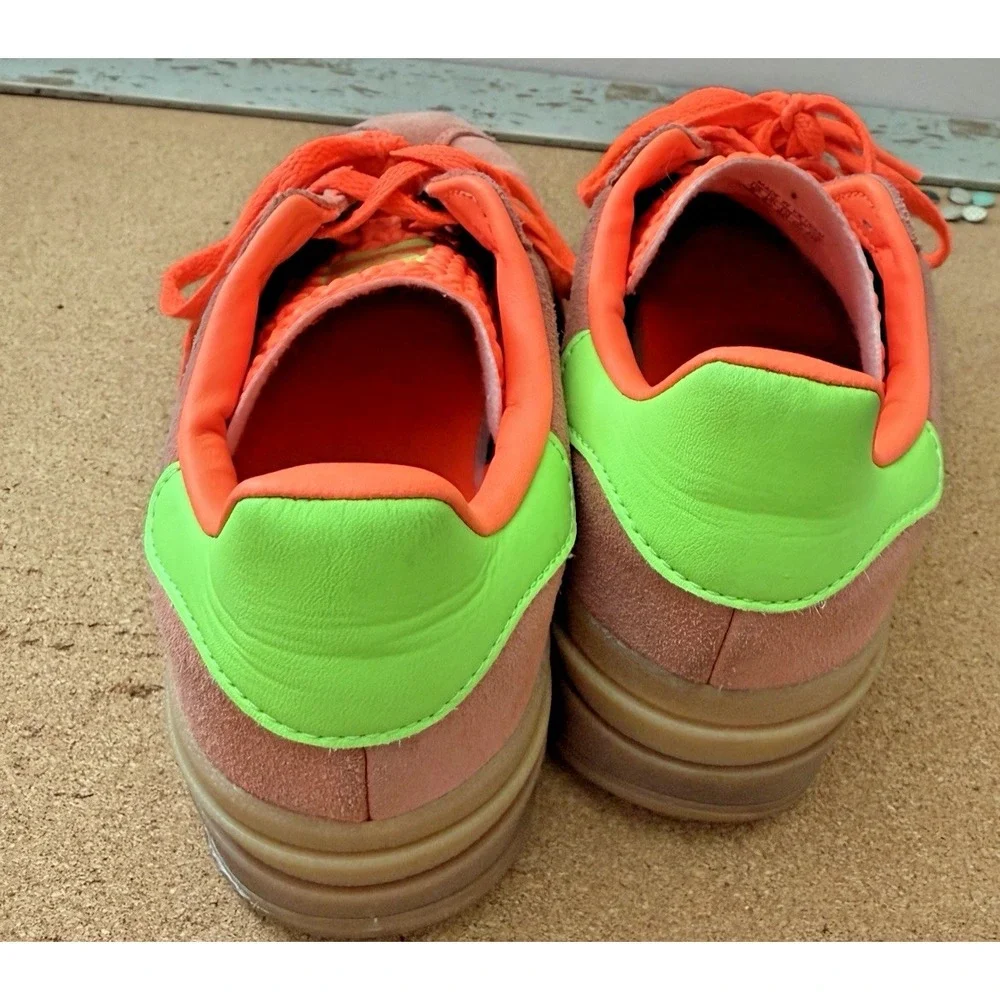 Adidas Gazelle Bold Platform Suede Sneakers Solar Orange Green‎ Women 8
